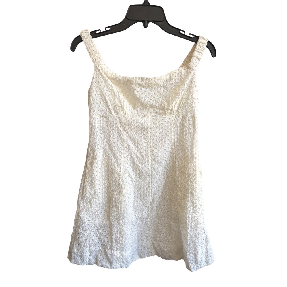 Free People Berry Kiss Dress Ivory Eyelet Off Shoulder Mini‎ OB1903732 M - Picture 3 of 11